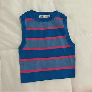 Zara Blue and Pink Top S
